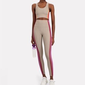 BEACH RIOT Tessa Striped Rib Knit Tank & Leggings | Tan and Color Block SMALL